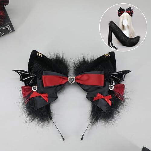 Bandeau oreilles de chat avec queue en peluche, le cadeau de carnaval idéal - 4