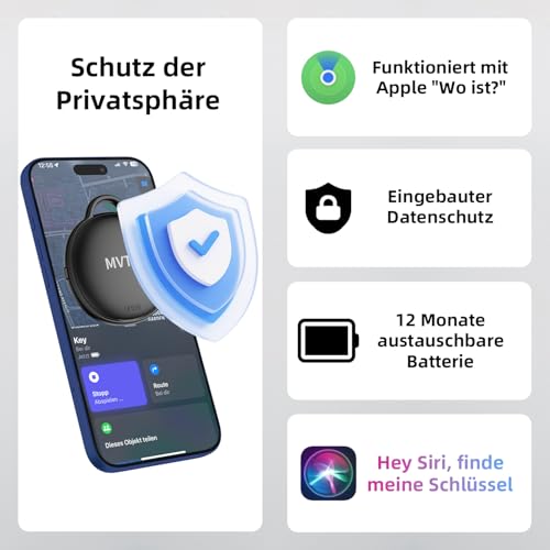 Air Tracker Schlüsselfinder, Koffer Tracker für Apple Find My (Nur iOS), IP68 Wasserdicht Bluetooth Smart Tag Kofferanhänger für Schlüssel, Gepäck, Koffer, Brieftasche, Austauschbarer Akku,4er Pack
