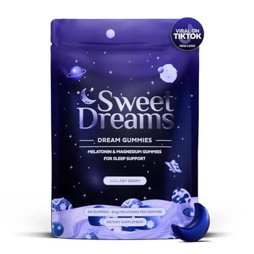 SweetDreams Dream Gummies Natural Sleep Aid for Adults 5mg Melatonin Magnesium & L-Theanine - Vegan Gummy Supplement - Melatonin Gummies for Deeper Sleep (60 Count - Lullaby Berry)
