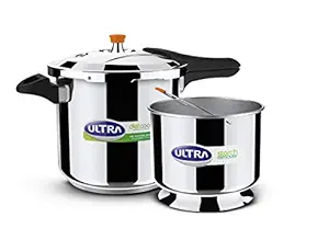 ULTRA 8 L Stainless Steel Outer lid Duracook Diet Cooker,Diet Friendly,SS304 Foodgrade,BroadBase,StarchRemover,CaloryReduction,Frothcollector,Induction,CompositeBase,Solidhandle,ISI,10Ywarranty