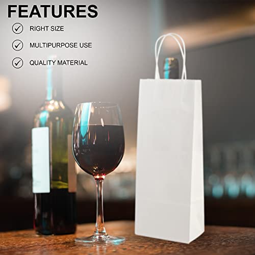 Mt Products Paper Wine Bag - 5.25" X 3.25" X 13.13" White Kraft Bottle Bags With Handles - Gift Shopping Bags (Pack Of 12) #TOP4