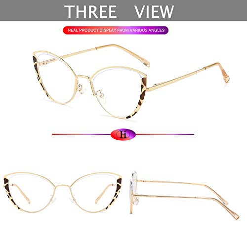 Image of HJSTES Blue Light Blocking Glasses Women Trendy Cat Eye Metal Frame Computer Reading Eyewear(Leopard)