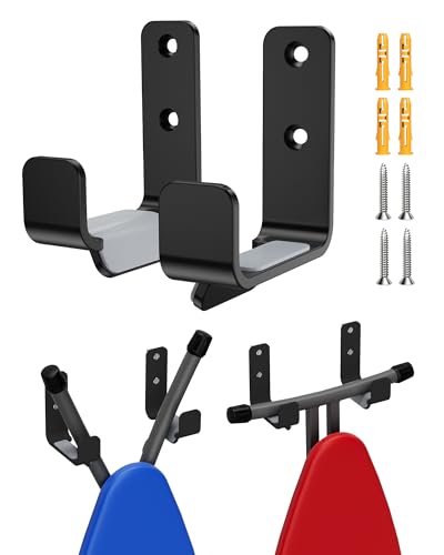 MUSVOH Ironing Board Wall Mount, Stainless Steel Ironing Board Hanger for Laundry Room, Adjustable Distance Holder Hook Wall Mount, Black