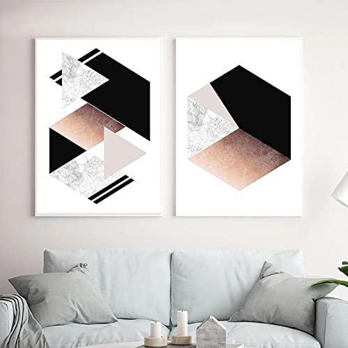 Peinture abstraite formes géométriques minimalistes grand format pour décoration murale élégante