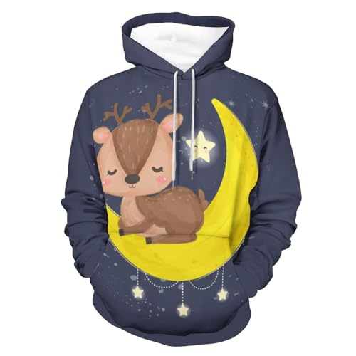 Sweatshirt pull mignon motif cerf UMENG pour un cadeau tendre en taille S