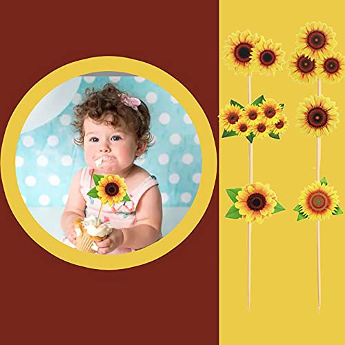 Bieufbji Sunflower Cupcake Toppers 36 Pieces Yellow Daisy Cupcake Topper For Girl Boys Baby Shower Supplies Décor Birthday Party Supplies #TOP4