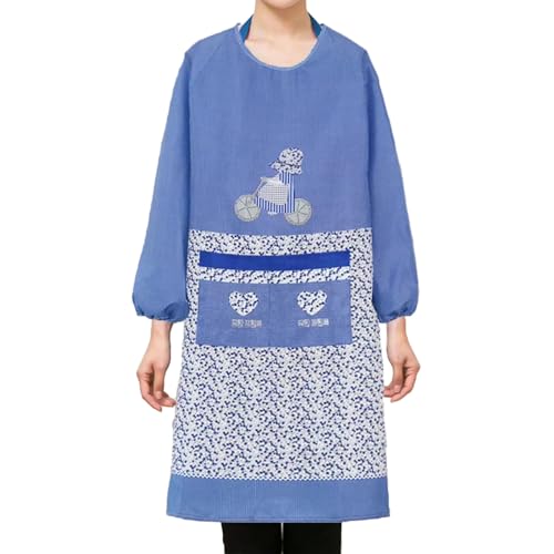 Gaf Nuncew Delantal de Cocina Mujer Con Manga Larga, Impermeable, Con Bolsillos, Antimanchas Para Mascotas y Tareas del Hogar