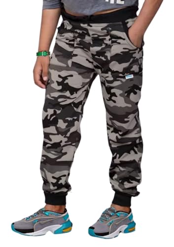 Image of Kids Boys and Girls Cotton 2 Side Pocket Army Print Regular Fit Ankle Length Track Pant Lower.