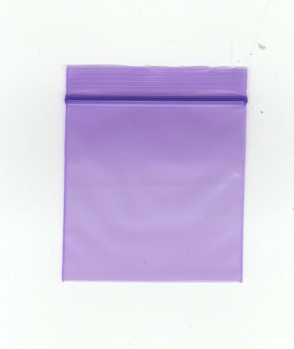 Fenny's Creations 500Pcs Purple 25 X 25Mm Grip Seal Bags Resealable Plastic Poly Plastic Storage Bags Zip Lock (1 Inch) Bags Baggies, Air Tight Zipper Bag, Polythene Packaging For Food Storage, (500Pcs Purple)