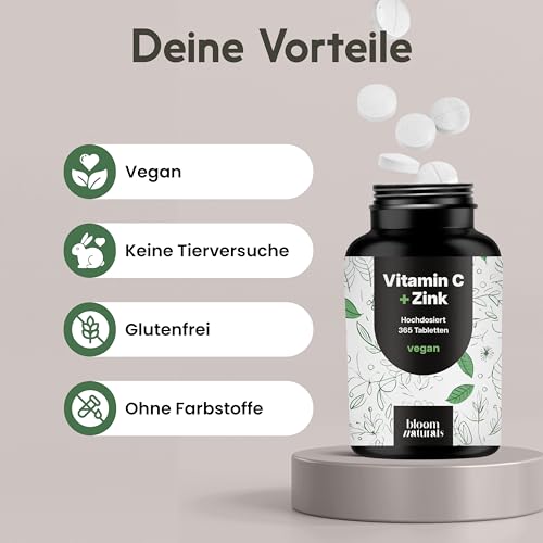 Vitamin C Zink hochdosiert – 365 Stück – 500 mg Vit. C + 15 mg Zink – Ansicht 4