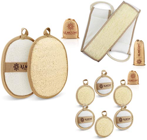 Premium Exfoliating Loofah Pad Body Scrubber, Back Scrubber and Facial Loofah Bundle, Made with Natural Egyptian Loofah Sponge That Gets You Clean, Not Just Spreading Soap