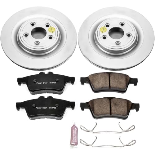 Image of PowerStop Rear Brake Kit for Jaguar S-Type 2006-08 |Super V8 2006-09 |Vanden Plas 2006-09 |XF 2009-10 |XJ8 2006-09 - Fully-Coated Disc Rotors with Z23 Carbon-Fiber Ceramic Brake Pads Upgrade, CRK4612