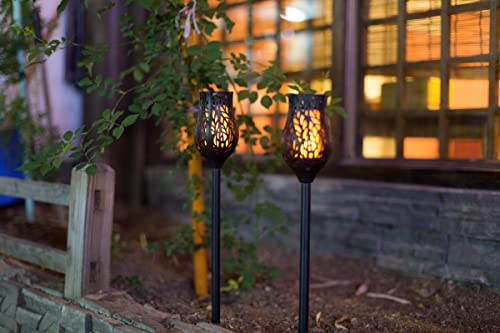 Easesolies 3-Pack Solar Tulip Torches Lights Outdoor Led Stake Dancing Vivid Flame Effect Post Waterproof Garden Lights For Pathway Patio Driveway Landscape Yard Decoration #TOP4