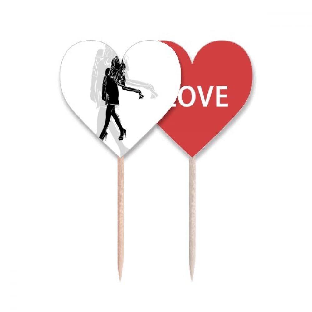 Cure-dents drapeau love heart haut de gamme pour décoration de cupcakes de mariage et fiançailles