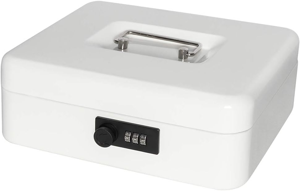 Jssmst Large Cash Box with Combination Lock Durable Metal Cash Box