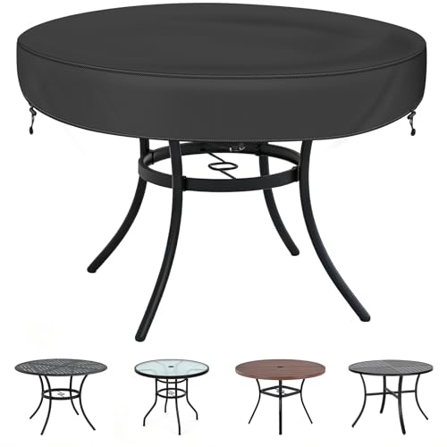 TOHONFOO Outdoor Round Table Cover - Waterproof Anti-UV Round Patio Table Cover - Fits Outdoor Table Up to 52-54 Inch