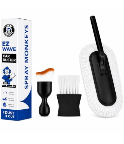 Image of 3 in 1 Combo EZ Wave Car Duster Kit with 2 Pcs Interior Car Cleaning Detailing Tool (Combo - 3 Pack)