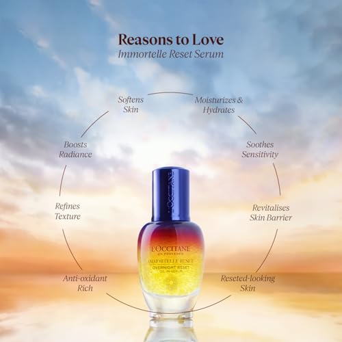 Image of L'Occitane Immortelle Overnight Reset Serum Mini,5 ml |Anti-Aging Night Serum with Immortelle, Acmella & Gardenia Extracts | Lifts, Soothes Fine Lines & Restores Radiance | Premium Clean Beauty