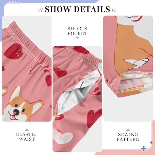 Corgi Dogs Sweet Love Boys Long Pants Soft Trousers Elastic Waist Kids Lounge Bottoms with Pockets S-XL4
