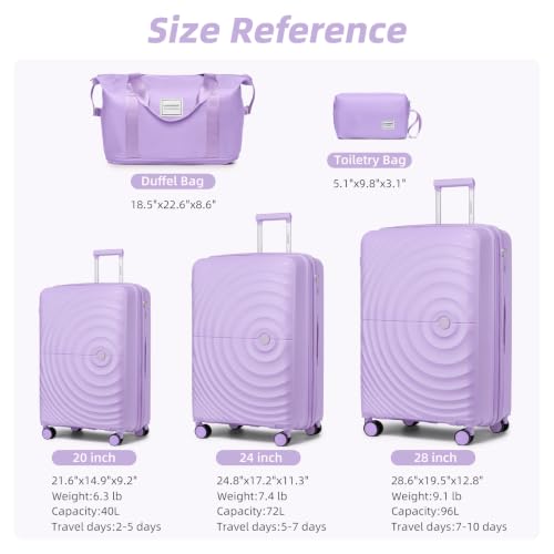 Image of LARVENDER Luggage Sets 5 Piece Set Suitcase Hardshell Expandable Carry On