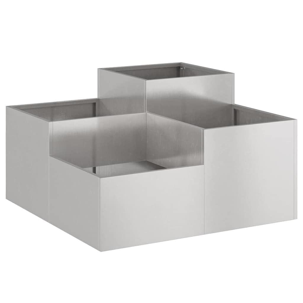 Carré potager en acier inoxydable design argent | Bac à fleurs haut de gamme pour grand jardin