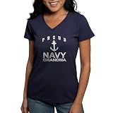 CafePress Proud Navy Grandma Women's V Neck Dark T Shirt Women's V-Neck T-Shirt