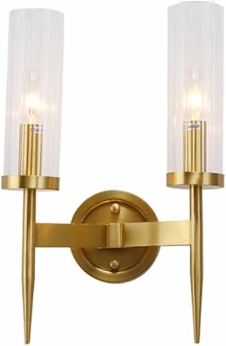 CWCQGH Wall Sconces Industrial Modern Copper Light Bathroom Vanity Lamp Fixtures Mirror Clear Glass for Bedroom Living Room,A