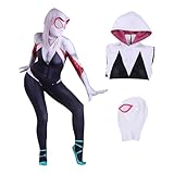 casapre Women Costume White Cosplay Jumpsuit Bodysuit Halloween Costume Suit Lycra Spandex Fabric