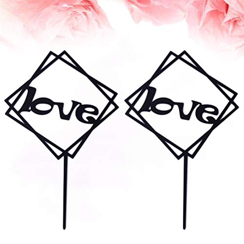 6 peças de acrílico preto para bolo de coco Design criativo Escolhas de bolo AMOR Impressão de fruta