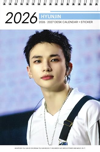 ヒョンジン STRAY KIDS ストレイキッズ スキズ グッズ 卓上 カレンダー (写真集 カレンダー) 2026~2027年 (2年分) ステッカーシール [12点セット]のサムネイル