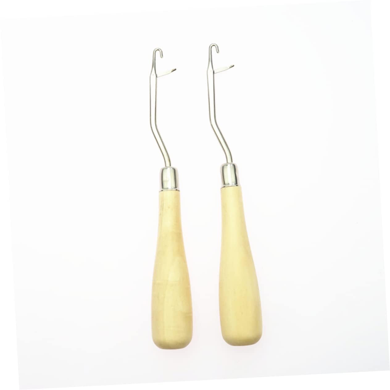 IWOWHERO 2pcs Ergonomic Crochet Hooks for Yarn Handmade Knitting Needles Smooth Wood Handle