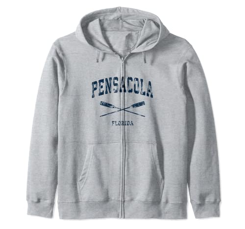 Pensacola Florida Vintage Náutico Cruzado Remos Azul Marino Sudadera con Capucha