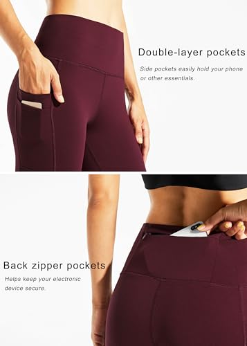 Miniatura 3 de Libin Mujer Invierno Leggins Termicos Pantalones Impermeable Mallas Termicas Cálido Elásticos Pantalon De Senderismo Con Bolsillos, Vino Rubí, M