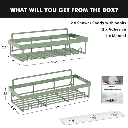 Image of Moforoco Shower Caddy Shelf Organizer Rack, Self Adhesive Black Bathroom Shelves Basket, Home Farmhouse Wall Inside Organization and Storage Decor Rv Accessories, First Camper Apartment Essentials