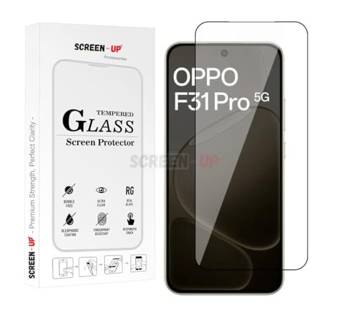 Image of ScreenUp Edge-to-Edge Military Tempered Glass For Oppo F31 Pro 5G - Ultra Clear, 9H Scratch Resistant, Full Coverage, Easy Install Screen Protector