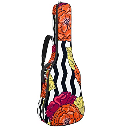 Housse pour guitare classique fleurie et imperméable, étui zippé pour trajets au studio
