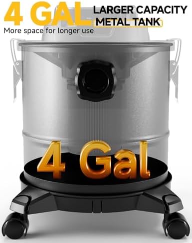 Cordless Ash Vacuum for Pellet Stoves, for DEWALT 20V Max Battery, Pellet Stove Vacuum Cleaner with 2 HEPA Filters, Powerful Suction, 4 Gallons & 4 Wheels, 38" Hose for Wood Fireplaces, BBQ Grills - 5