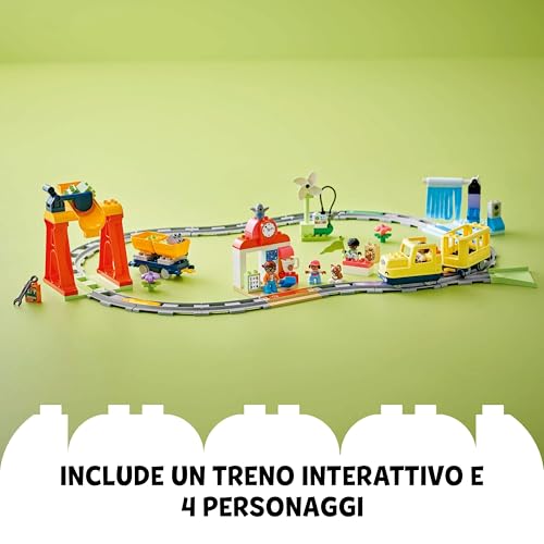 LEGO DUPLO Grande Treno Comunitario Interattivo - Giochi Didattici per Bambini e Bambine da 3 Anni in su - Include un Treno Giocattolo Push&Go con Suoni e Luci, 16 Pezzi di Binario e 4 Figure - 10428 - Immagine 3