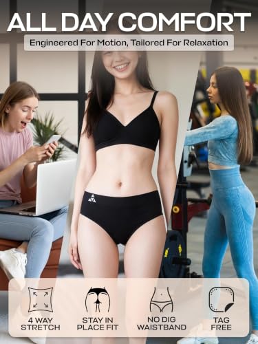 Image of Balanced Tech Moisture Wicking Underwear for Women, Seamless Workout Hipster Brief Bikini Panties