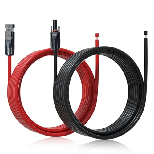 ECO-WORTHY 20FT 10AWG Solar Extension Cable 30A/1000V DC, IP67 Waterproof with Compatible Quick Connectors (Red+Black) for Solar Panels, Controllers, Off-Grid Systems