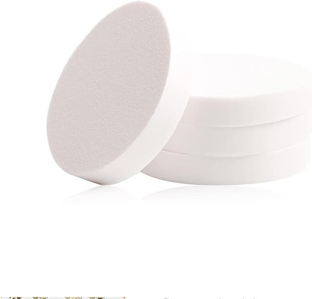 4 Packs White Makeup Sponge Round Face Paint Sponge Set Washable Powder Puff Foundation Sponges for Liquid Makeup Dry and Wet Dual Face Latex Makeup Beauty Reusable Make up Pads for Adults