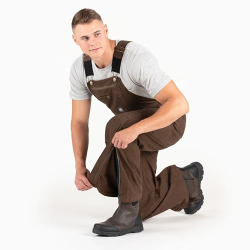 Berne Men's Heartland Unlined Washed Duck Bib Overall, 38W X 32L, Bark