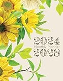 2024-2028: 5 year Monthly Planner January 2024 Up to December 2028 | 60 Months Agenda with Goals and US Holidays | Sunflower Cover | A4.