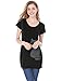 Allegra K Women's Round Neck Short Sleeves Cat Prints Loose Tunic Top L Black