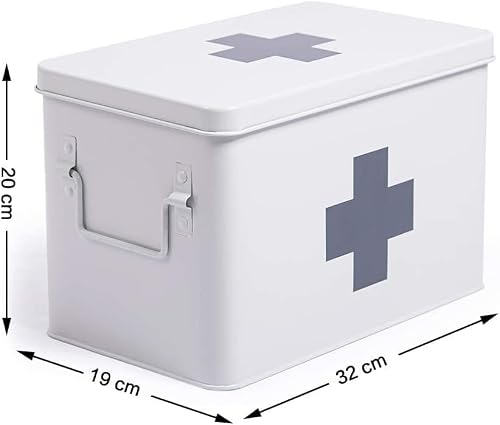 Miniatura 4 de Madera Nieve Caja De Medicamentos, Metal, Botiquín De Primeros Auxilios, Maletín, Armario, Botiquín, Botiquines Retro Blanco, Grande