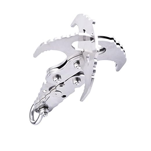 COOLOGIN Grappling Hook, Multifunctional Stainless Steel Folding Gravity Hook Rock Climbing Equipment Climbing Rope Survival Carabiner for Outdoor Life