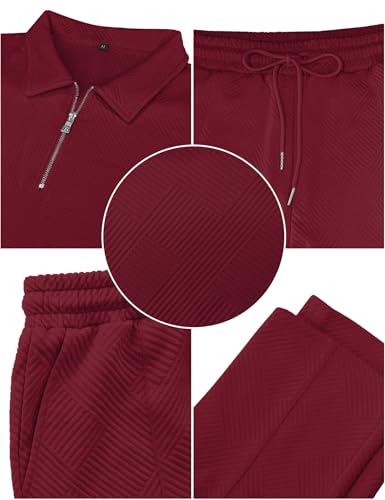 Babioboa Men's Polo sweatsuit Sets 1/4 Zip Fashion Casual Tracksuits jogging long Sleeve Polo Suit for Men 2 Piece Set4