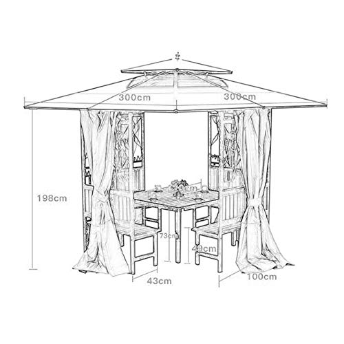 ACIYD Außenterrassen, Pavillon, Villa, Garten, Party, Überdachung, 10x10 ft Garten Pavillon mit Netzvorhängen und Schreibtisch, Terrasse Pavillon, doppelte Dachbelüftung im Freien Pavillon – Bild 7