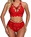 Namifin Lingerie for Women for Sex Play Set,lingerie Lace Babydoll 2 Piece Sexy Bra and Panty Sets Red Large
