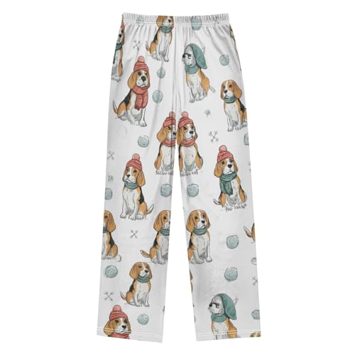 ZZXXB Beagle Winter Snow Boys Long Pants Soft Trousers Elastic Waist Kids Lounge Bottoms with Pockets S-XL2